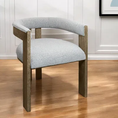 Hivvago Gray And Brown Upholstered Boucle Open Back Dining Arm Chair In Blue