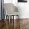 Hivvago Gray And Brown Upholstered Fabric Dining Arm Chair In Gray