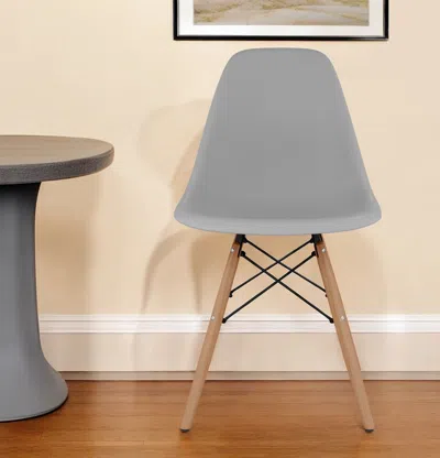 Hivvago Gray And Natural Heavy Duty Plastic And Wood Dining Side Chair In Multi