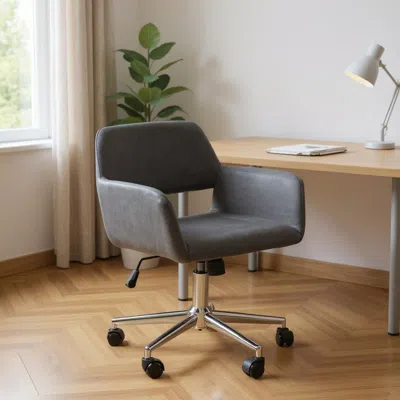 Hivvago Gray And Silver Adjustable Height Swivel Rolling Office Chair