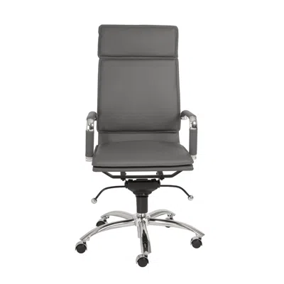 Hivvago Gray And Silver Adjustable Swivel Faux Leather Rolling Executive Office Chair