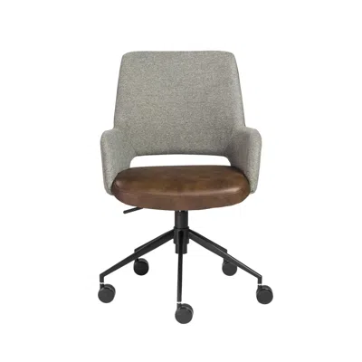 Hivvago Gray Brown And Black Adjustable Swivel Fabric Rolling Office Chair