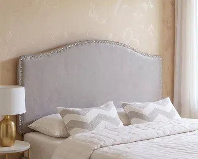 Hivvago Gray Faux Leather Upholstered Arched Queen Headboard With Nail Head Trim