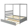 Hivvago Gray Full Size Canopy Platform Bed With Twin Roller Trundle Bed In Gray