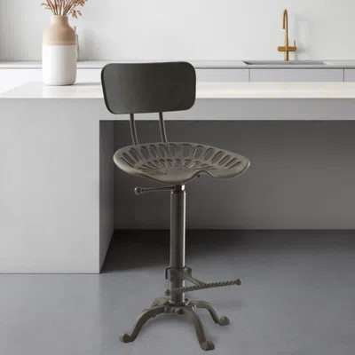 Hivvago Gray Iron Low Back Adjustable Height Bar Chair