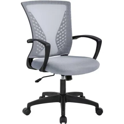 HIVVAGO GRAY MODERN MID-BACK ERGONOMIC MESH OFFICE DESK CHAIR WITH ARMREST ON WHEELS