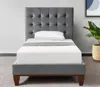 Hivvago Gray Solid Wood Twin Tufted Upholstered Velvet Bed In Gray