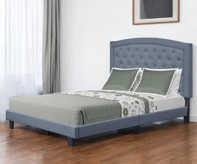 Hivvago Gray Tufted Upholstered Queen Bed Frame In Blue