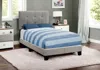 Hivvago Gray Twin Tufted Upholstered Linen Bed Frame With Nailhead Trim In Multi