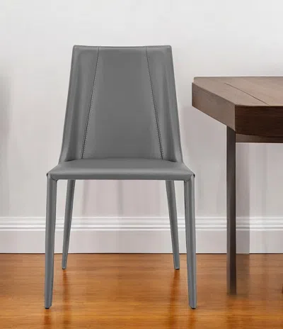 Hivvago Gray Upholstered Leather Dining Side Chair