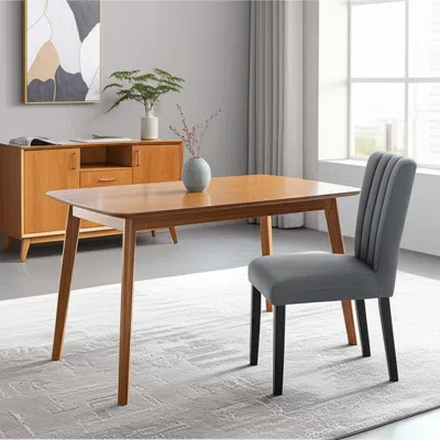 Hivvago Gray Upholstered Tufted Velvet Dining Side Chair In Brown