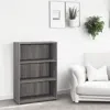 Hivvago Gray Wood Adjustable Three Tier Bookcase In Gray