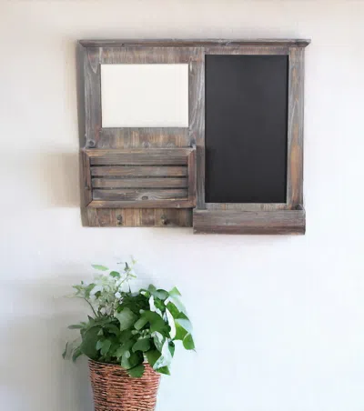 Hivvago Gray Wooden Wall Chalkboard With Side Storage Basket