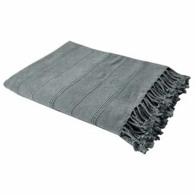 Hivvago Gray Woven Cotton Striped Throw Blanket