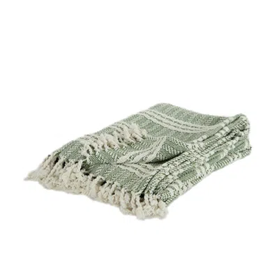 Hivvago Green Woven 100% Cotton Throw Blanket