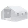 Hivvago Greenhouse W/ White Pe Cover And Heavy Duty Steel Frame 11.5' X 10' X 6.5' In White