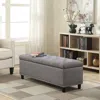 Hivvago Grey Linen 48-inch Bedroom Storage Ottoman Bench Footrest In Gray