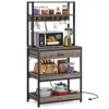 Hivvago Grey Modern Baker's Rack Kitchen Shelving Unit With Pull-out Shelves And Drawer In Brown