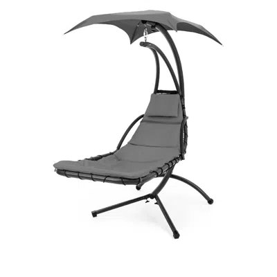Hivvago Grey Single Person Sturdy Modern Chaise Lounger Hammock Chair Porch Swing In Gray