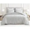 Hivvago Grey Stone Washed Ruffled Edge Microfiber Comforter Set
