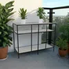 Hivvago Gwen Plant Stand With 3 Mirrored Shelves, Black Metal Frame 40 Inch