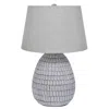 Hivvago Gyen 29 Inch Table Lamp, Antique White Pattern Pot Base, Gray Empire Shade