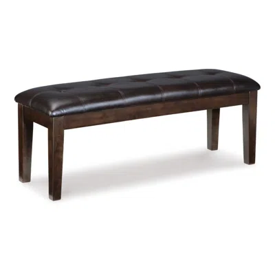 Hivvago Hado Dining Bench, 49 Inch, Tufted Faux Leather Seat, Dark Brown