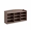Hivvago Hale Shoe Bench, 48 Inch Top, 9 Open Compartments, Taupe Brown Finish In Brown