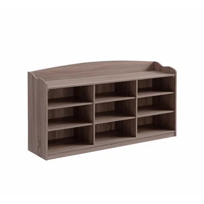 Hivvago Hale Shoe Bench, 48 Inch Top, 9 Open Compartments, Taupe Brown Finish