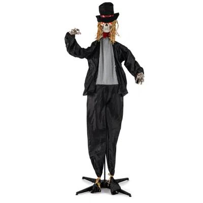 Hivvago Halloween Animatronic Standing Groom 7.2 Ft Haunted House Decoration In Black