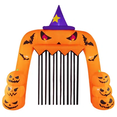 Hivvago Halloween Inflatable Pumpkin Archway With Stakes And Water Bags
