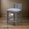 Hivvago Ham 25 Inch Counter Height Chair Set Of 2, Gray Upholstery, Solid Wood In Gray