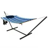 Hivvago Hammock Chair Stand Set Cotton Swing With Pillow Cup Holder Indoor Outdoor