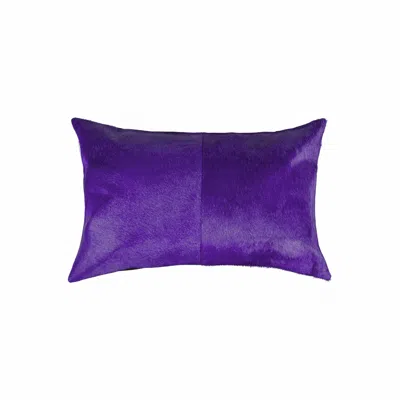 Hivvago Hand Stitched Purple Natural Cowhide Decorative Lumbar Pillow