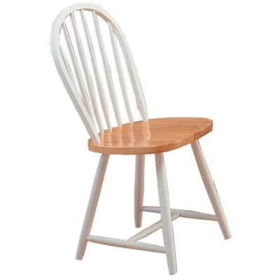 Hivvago Handsomely Designed Dining Chair, White And Brown Set Of 4 In Neutral