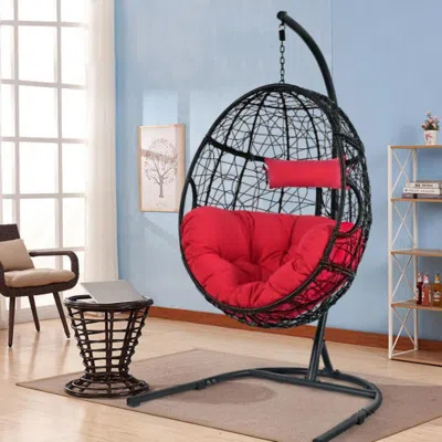 Hivvago Hanging Cushioned Hammock Chair With Stand -gray
