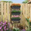 Hivvago Hanging Vertical Planter Wall-mounted Adjustable With Detachable Hooks-black
