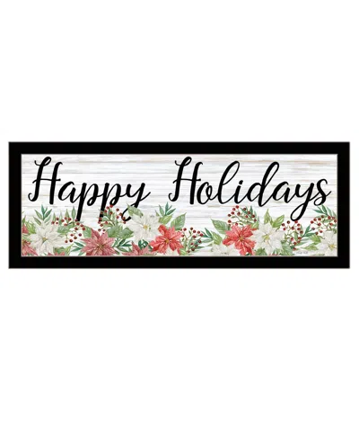 Hivvago Happy Holiday Black Framed Print Wall Art In Multi