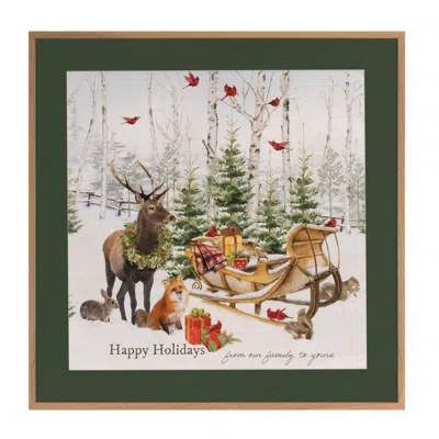 Hivvago Happy Holidays Winter Woodland Print In Multi