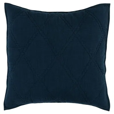 Hivvago Hara 26 Inch Hand Quilted Euro Pillow Sham With Polyester Fill, Dark Blue In Green