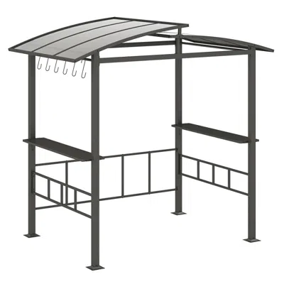 Hivvago Hardtop Grill Gazebo With Vented Polycarbonate Roof Side Shelves In Gray