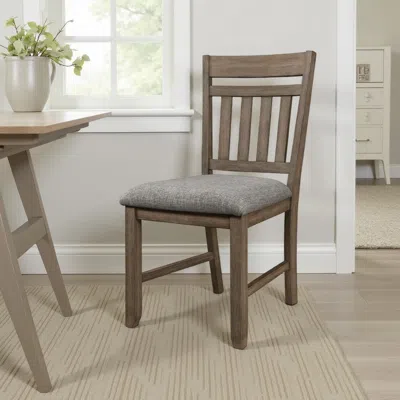 Hivvago Harris Dining Chair Set Of 2, Gray Fabric Brown Solid Rubberwood