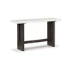 Hivvago Haus Sofa Console Table, Marble Top, Panel Legs, 52 Inch Brown Wood In White