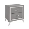 Hivvago Haya 24 Inch 2 Drawer Nightstand, Embossed Smooth Gray Wood, Silver Trim In Gold