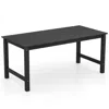 Hivvago Hdpe Outdoor Dining Table For 6 Person With Wood-like Tabletop And Umbrella Hole In Black