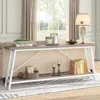 Hivvago Heavy Duty 70-inch Industrial Grey Wood Top Sofa Table With White Metal Frame In White