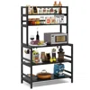 Hivvago Heavy Duty Black Metal Kitchen Baker's Rack Microwave Stand Shelving Unit In Multi