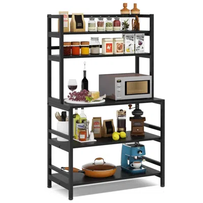 Hivvago Heavy Duty Black Metal Kitchen Baker's Rack Microwave Stand Shelving Unit In Multi