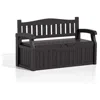 Hivvago Heavy Duty Brown Plastic Outdoor Storage Garden Bench Patio Deck Box In Black