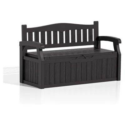 HIVVAGO HEAVY DUTY BLACK PLASTIC OUTDOOR STORAGE GARDEN BENCH PATIO DECK BOX